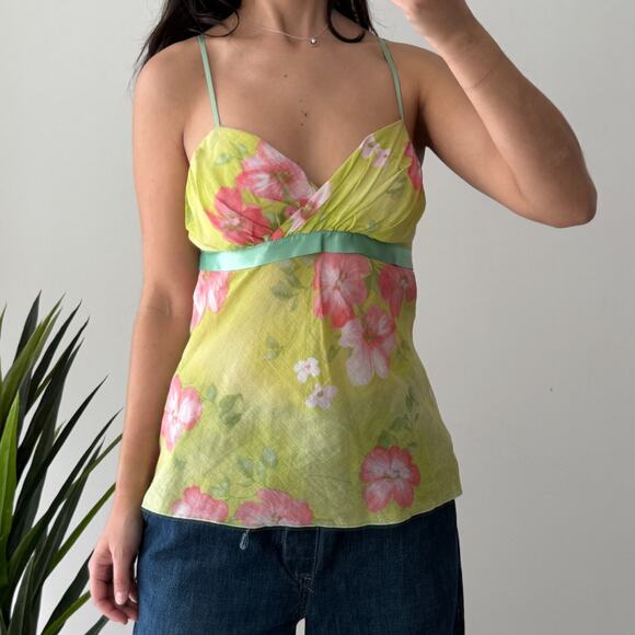 Vintage Y2K Babydoll Top Medium Cami Floral Fairy 100% Cotton Coquette Romantic - Picture 2 of 11